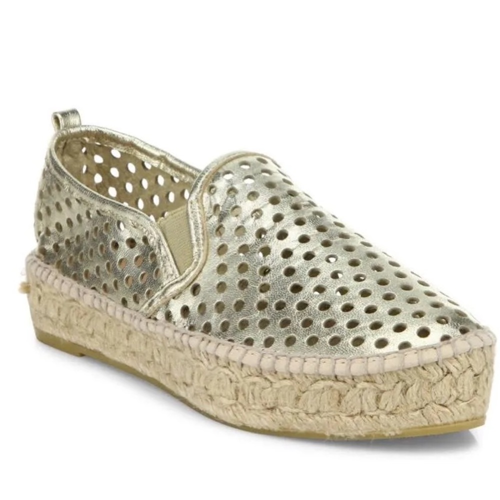 Loeffler Randall Rowan Gold Leather Espadrilles Size 37